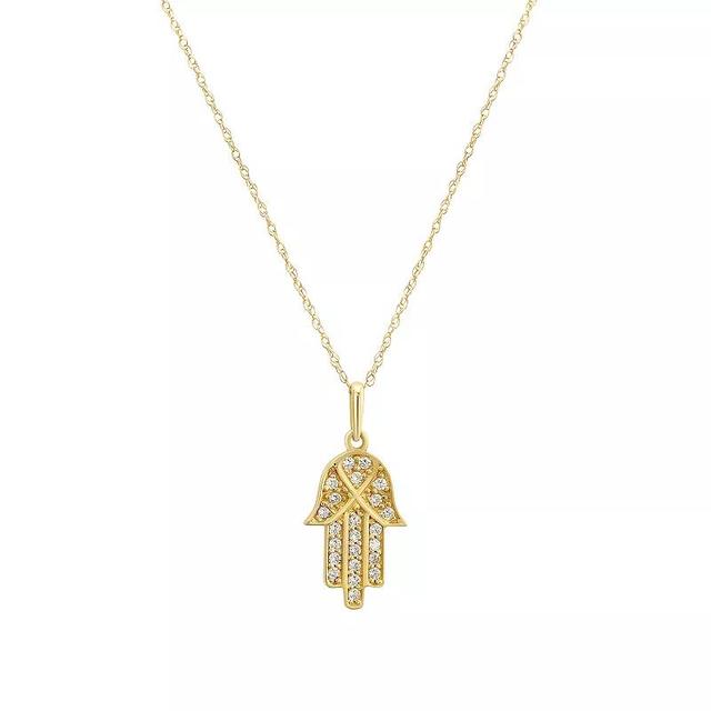 Womens Forever Radiant 10k Gold Cubic Zirconia Hamsa Pendant Necklace Product Image