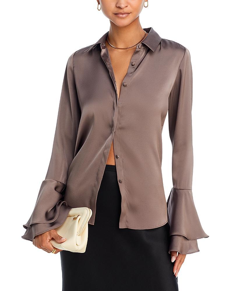 Womens Selma Satin Button-Front Blouse Product Image