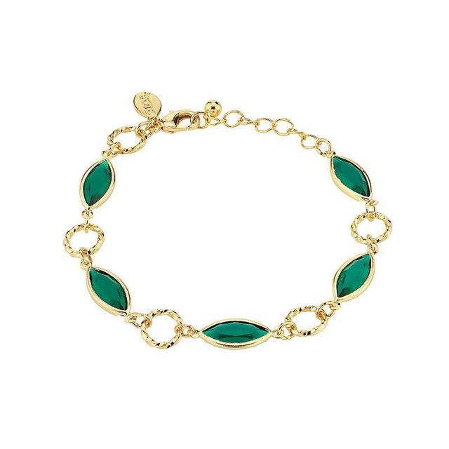 1928 Gold-Tone Green Crystal Link Bracelet, Womens Product Image