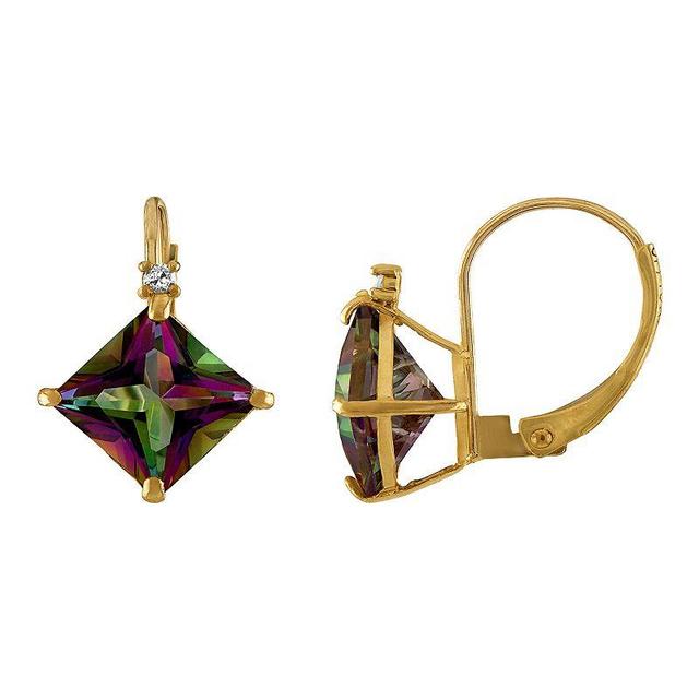 Tiara 10k Gold Mystic Topaz & Diamond Accent Leverback Earrings, Womens, Yellow Product Image