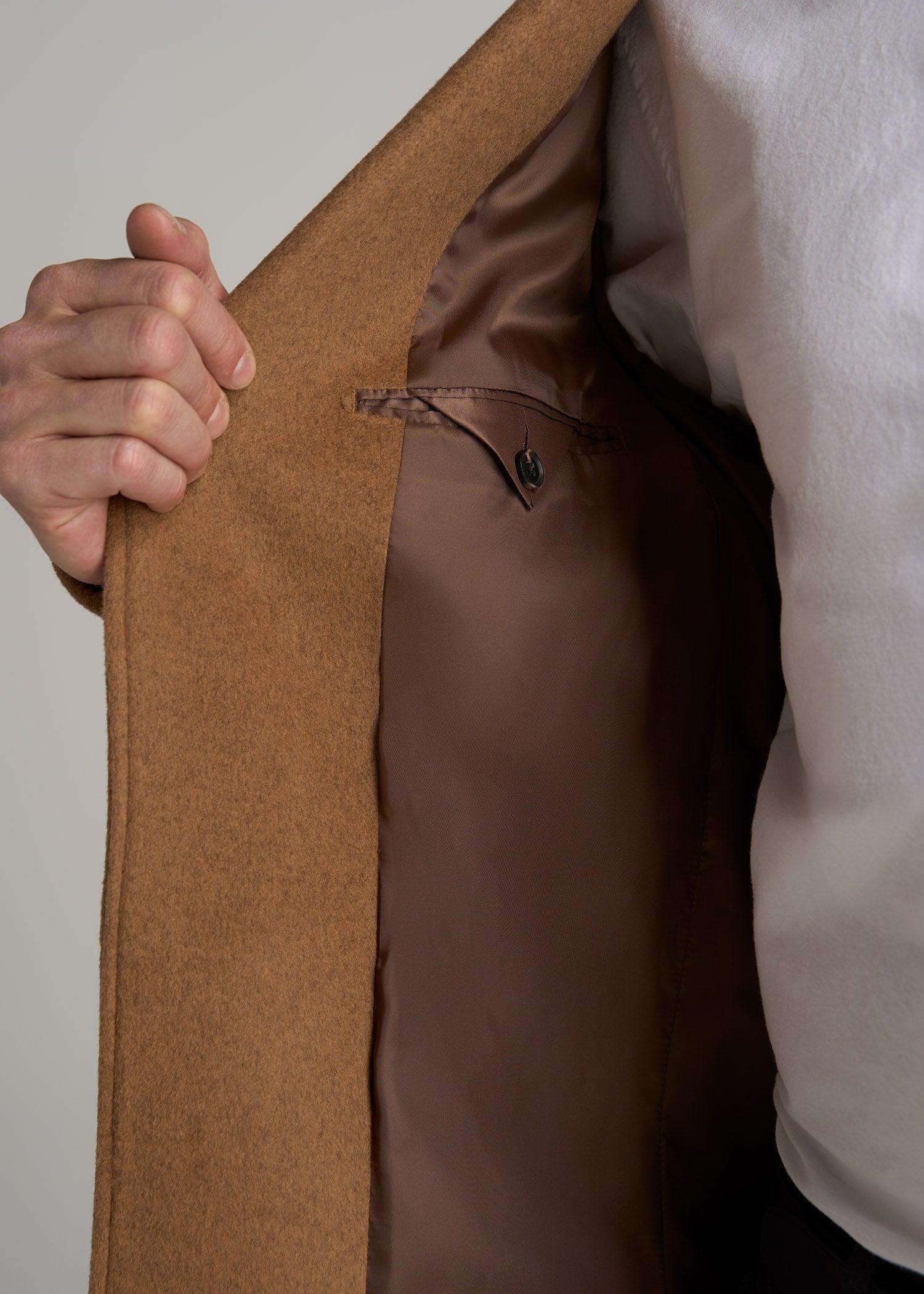 Wool Coat for Tall Men in Camel Male Product Image