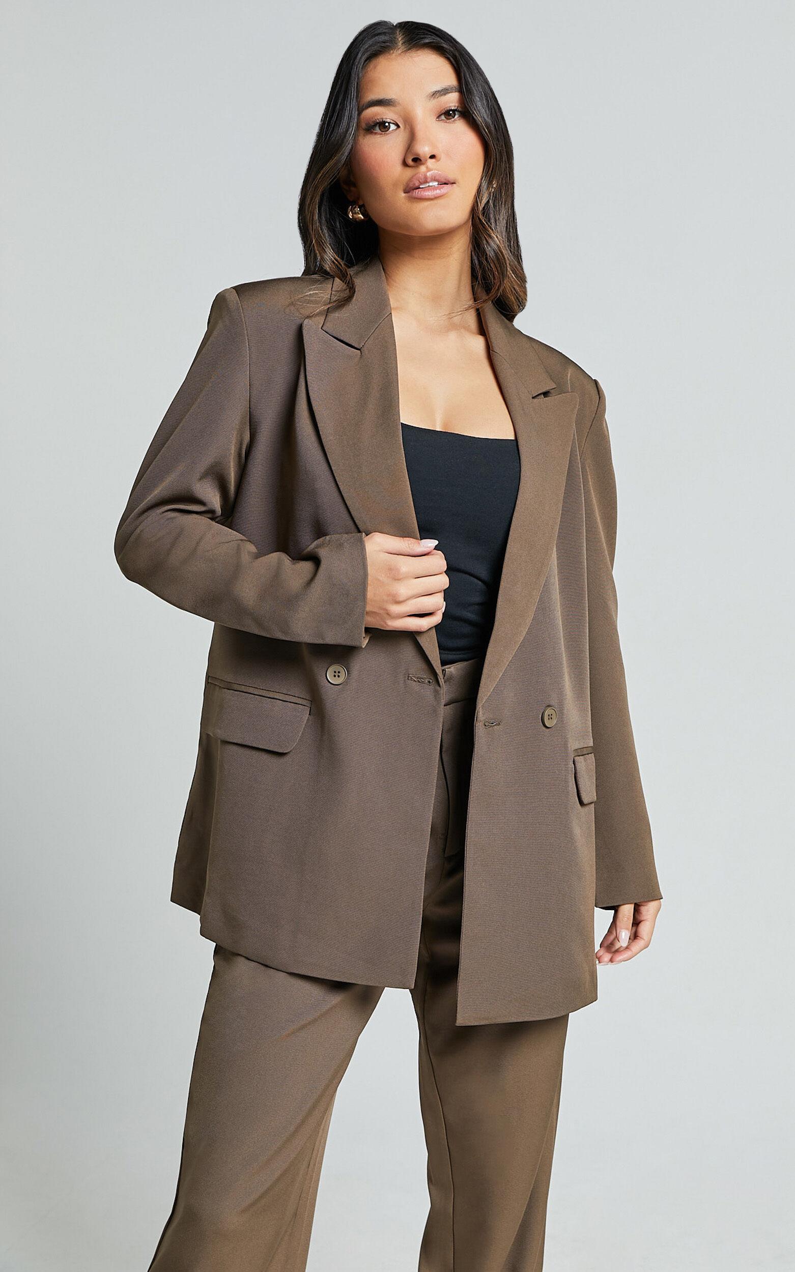 Ophelia Blazer - Double Breasted Blazer in Dark Olive Product Image