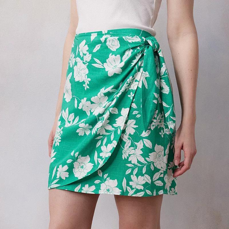 Womens LC Lauren Conrad Sarong Wrap Mini Skirt Turquoise Big Bontanique Product Image