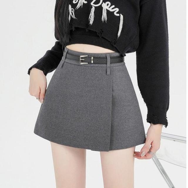 High Waist Plain Mini A-Line Skort Product Image