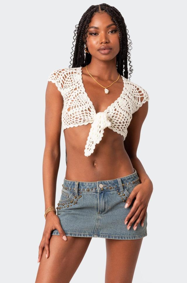 Rocco Tie Front Crochet Top Product Image