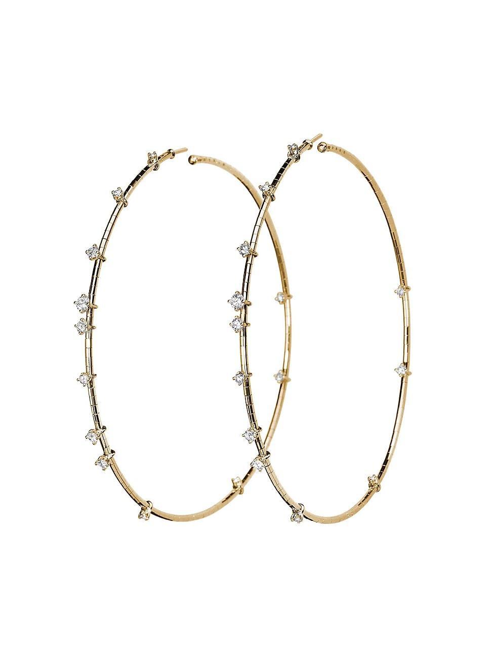 Womens Rugiada Diamanti 18K Yellow Gold, Titanium, & 1.10 TCW Diamond Hoop Earrings Product Image