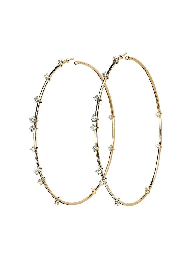 Womens Rugiada Diamanti 18K Yellow Gold, Titanium, & 1.10 TCW Diamond Hoop Earrings Product Image