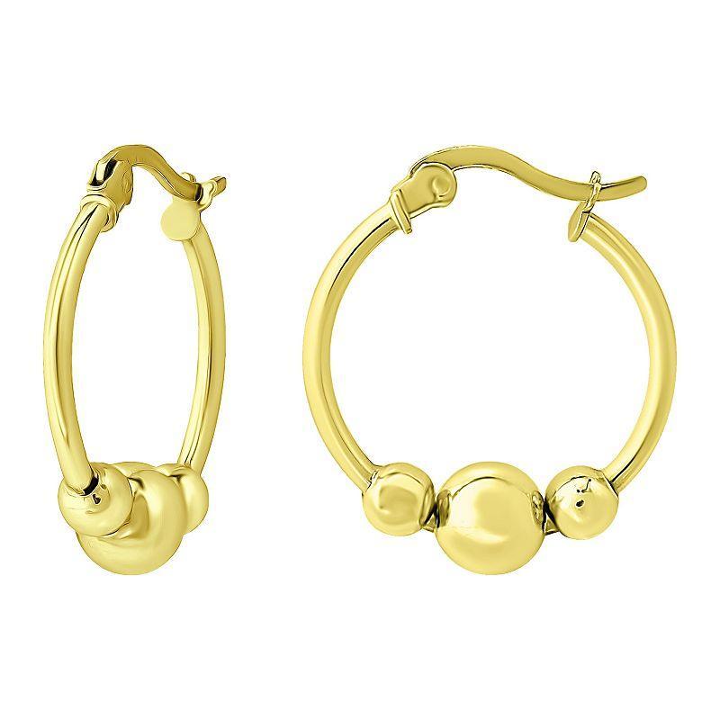 Aleure Precioso Sterling Silver Graduated Beads Hoop Earrings, Womens, Gold Product Image