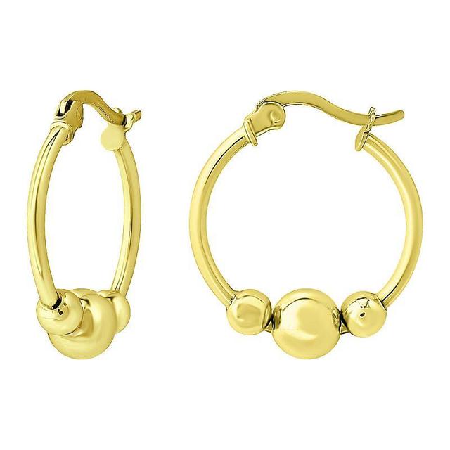 Aleure Precioso Sterling Silver Graduated Beads Hoop Earrings, Womens, Gold Tone Product Image