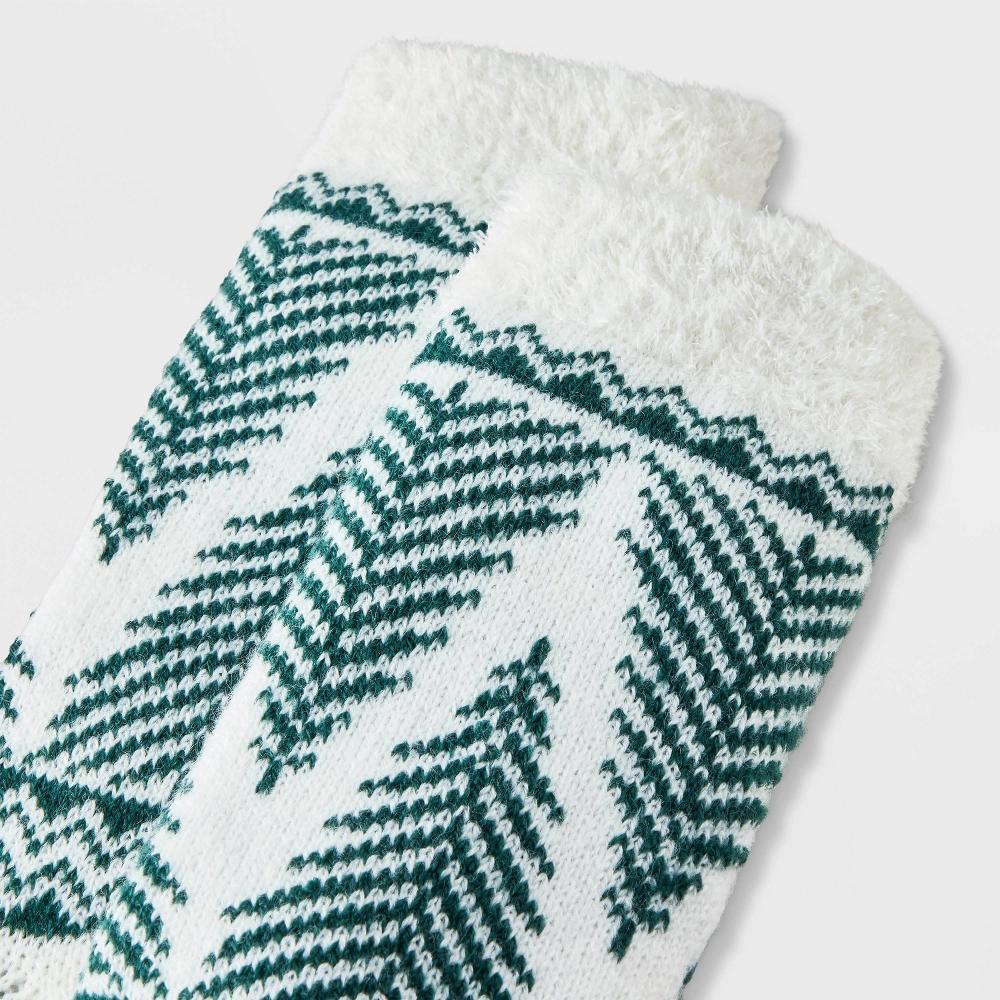 Womens Delicate Trees Double Lined Cozy Crew Socks - Auden Ivory/Green 4-10 Product Image