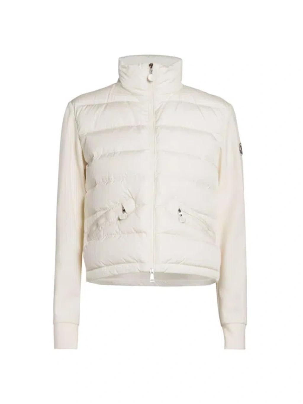 MONCLER Cardigan With Padded Front Panel In White Product Image