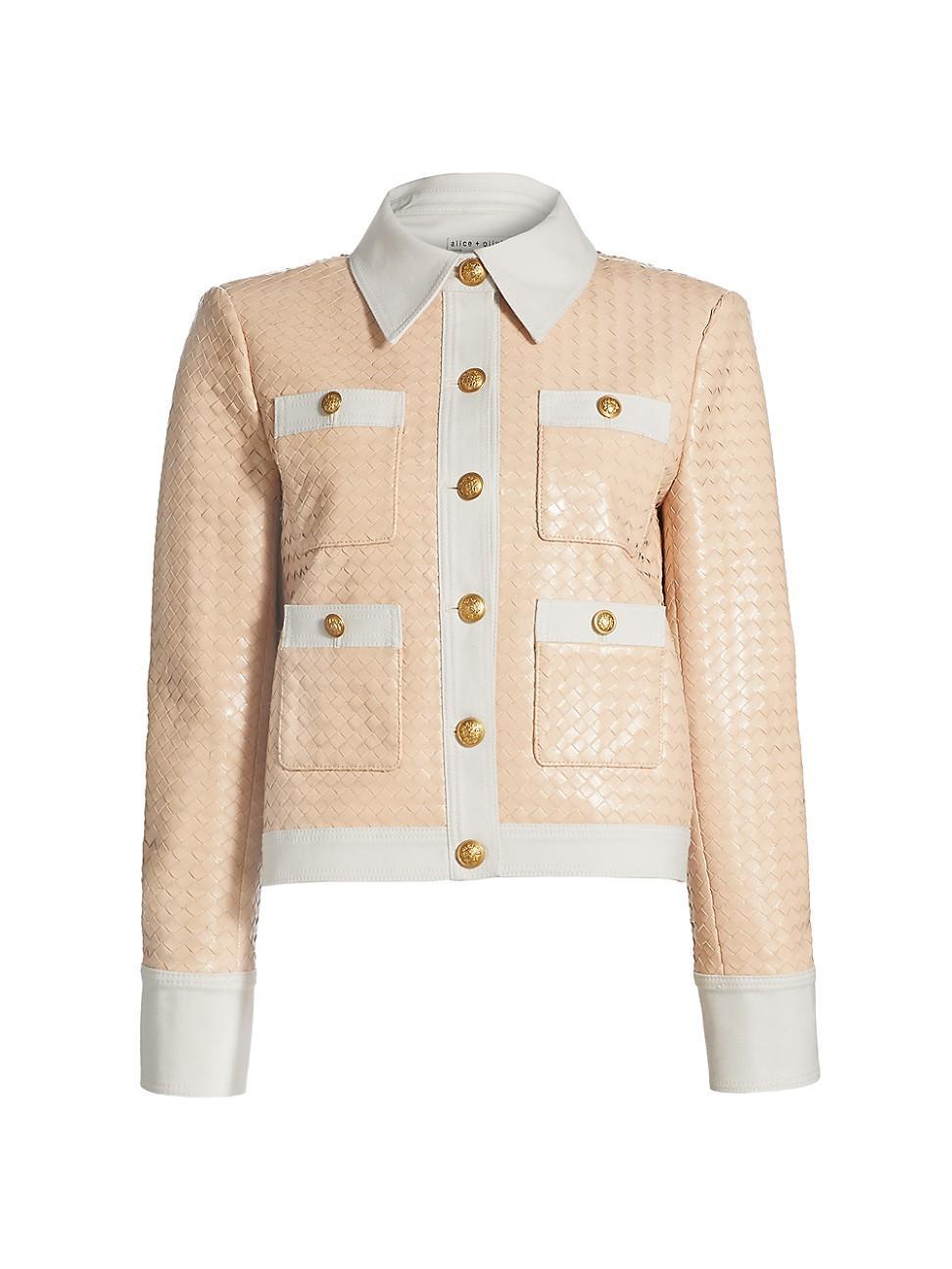 Womens Kinley Faux-Leather Woven Jacket Product Image