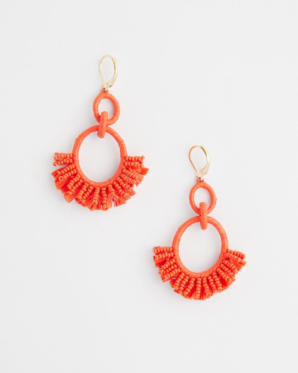 No Droop Orange Raffia Wrap Earrings   Chico's - Valencia Orange - Women Product Image