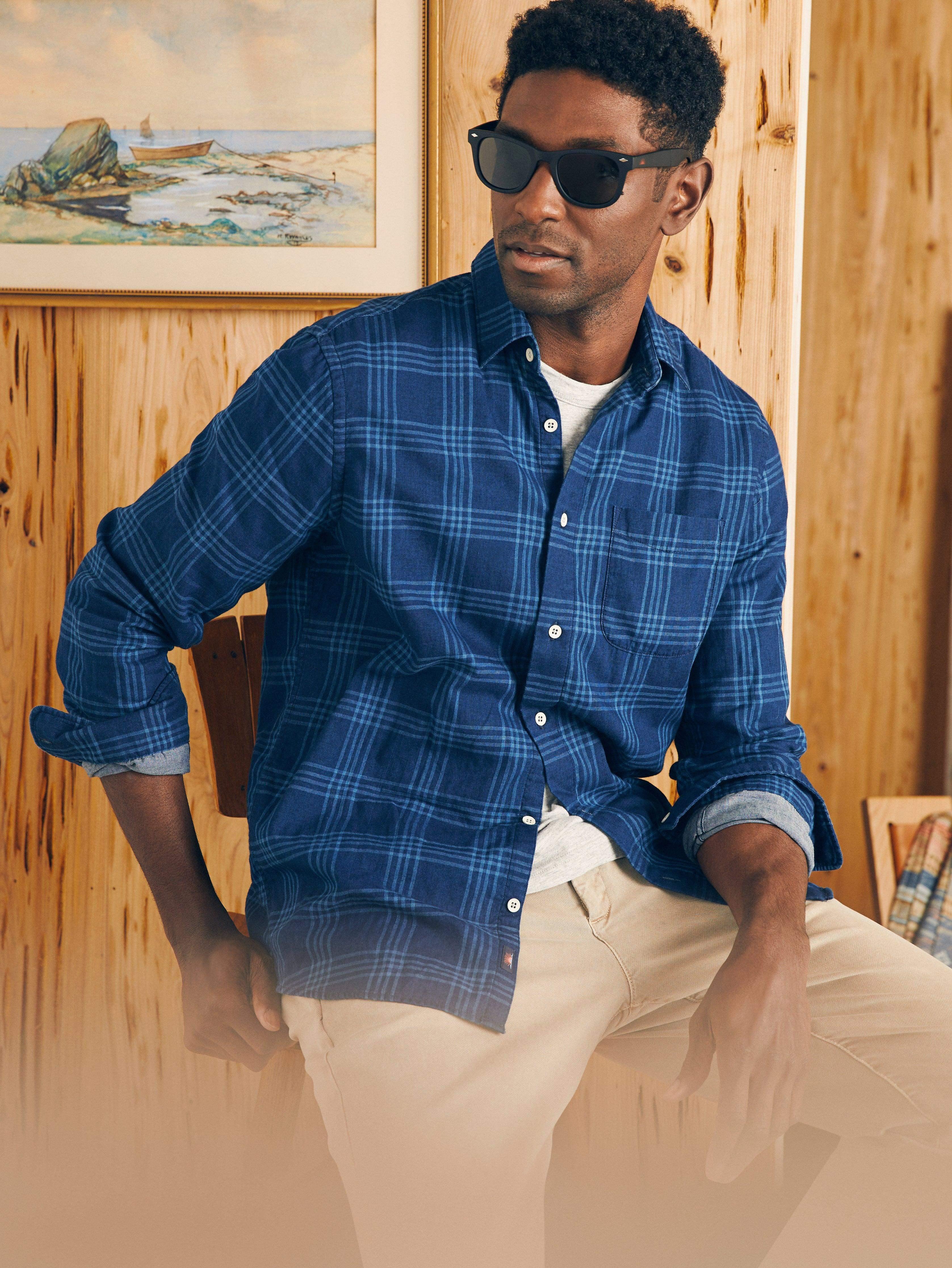 Sunwashed Chambray Shirt - Navy Night Windowpane Male Product Image