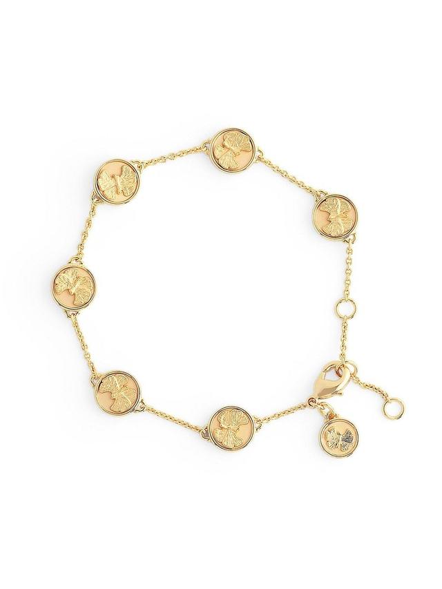 Womens 18K Gold-Plated Butterfly Coin Bracelet Product Image