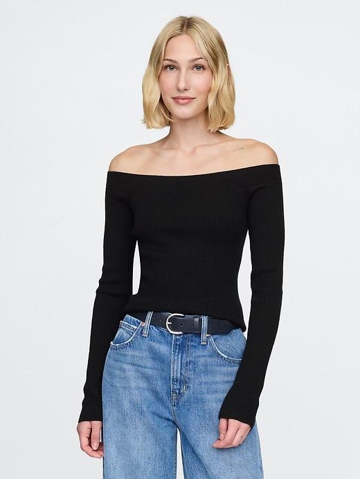 Off-Shoulder Sweater Top Product Image