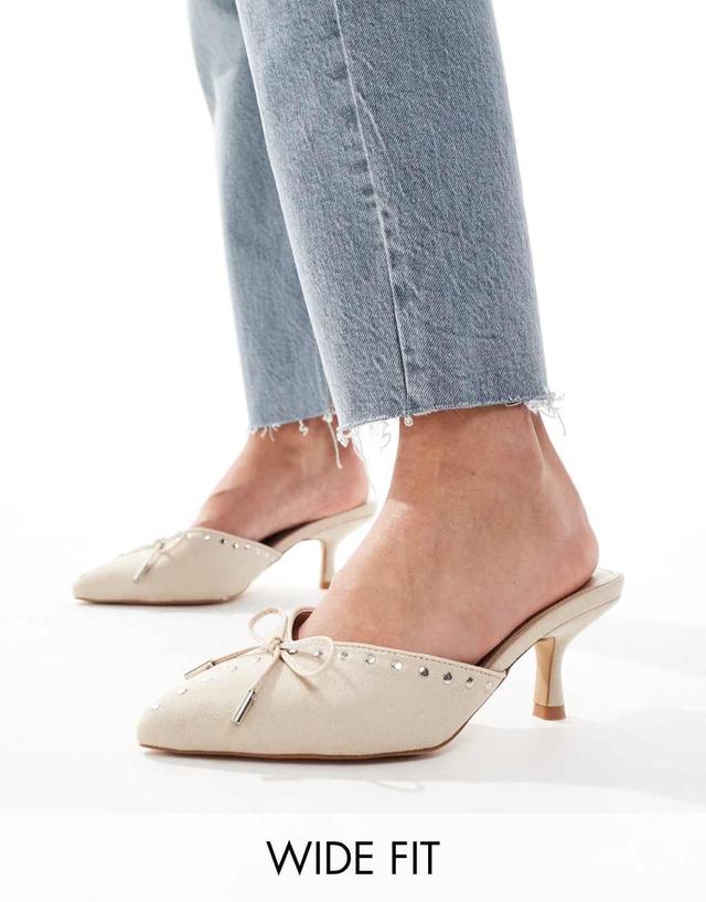 RAID Wide Fit Mimi kitten heel mules in beige Product Image