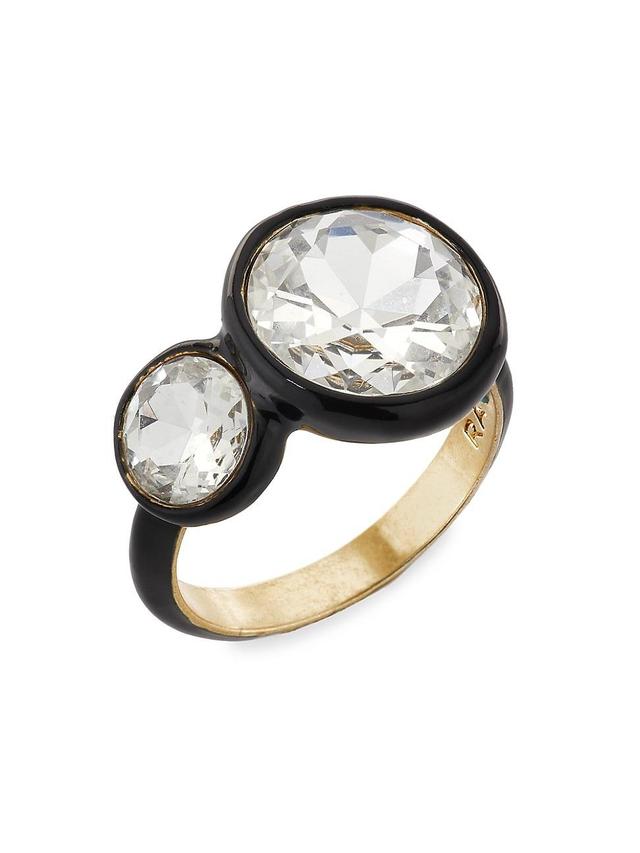 Womens Back In Black Goldtone, Glass Crystal & Enamel Ring Product Image