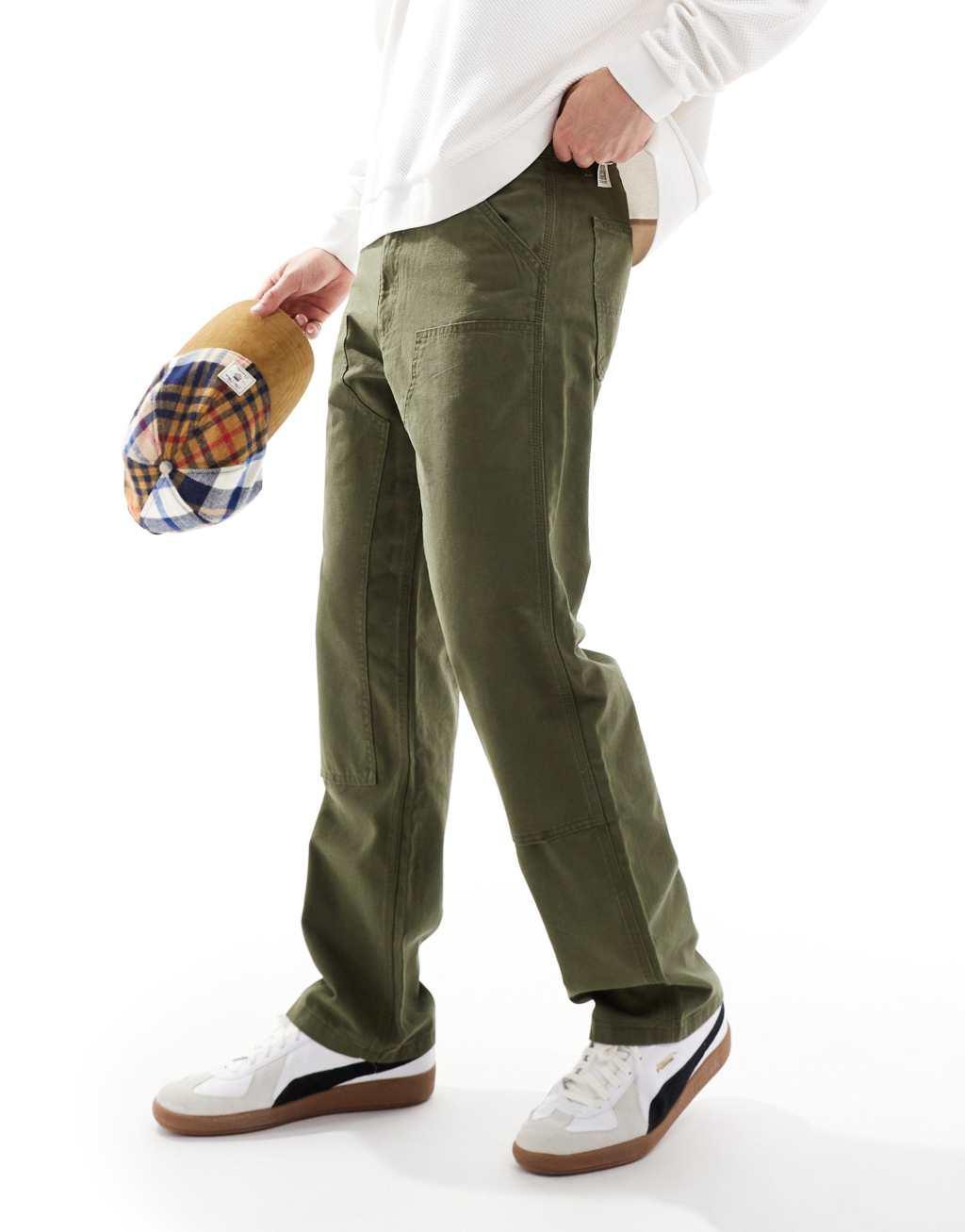 Jack & Jones loose fit painter pants in khaki  Product Image