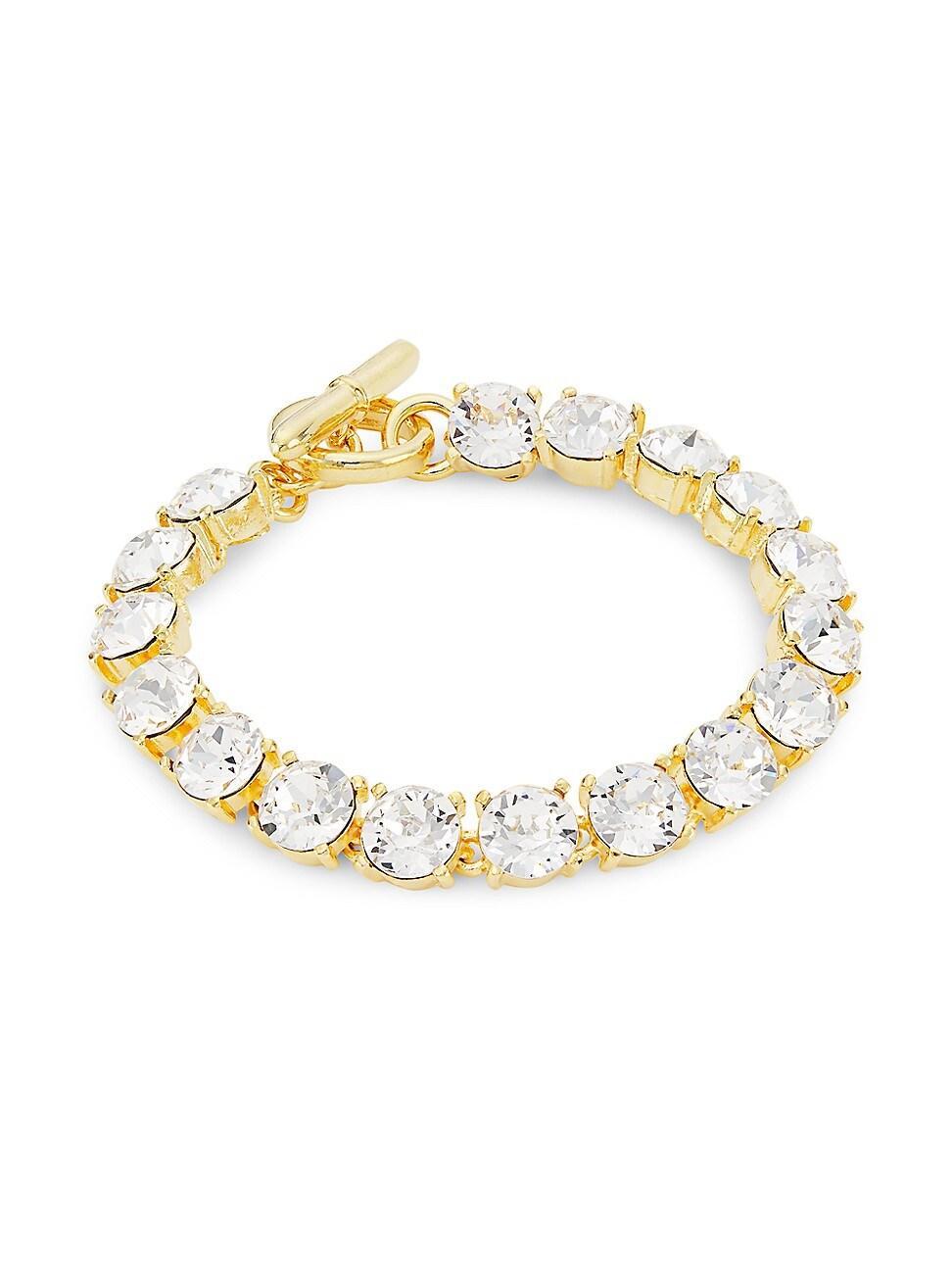 Womens 22K-Gold-Plated & Crystal Toggle Bracelet Product Image