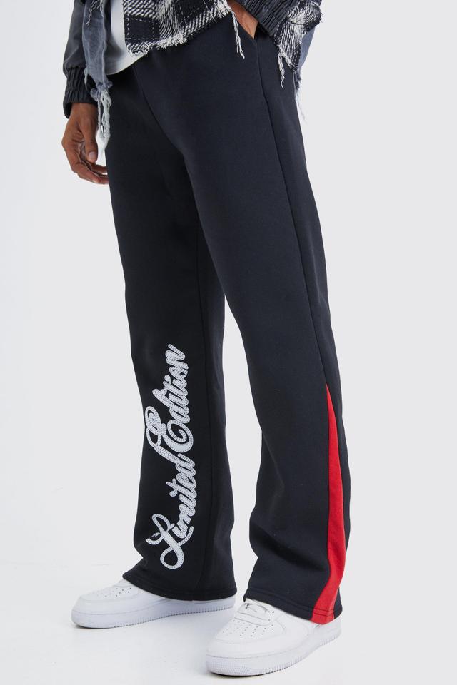 Mens Black Limited Edition Script Gusset Joggers, Black Product Image