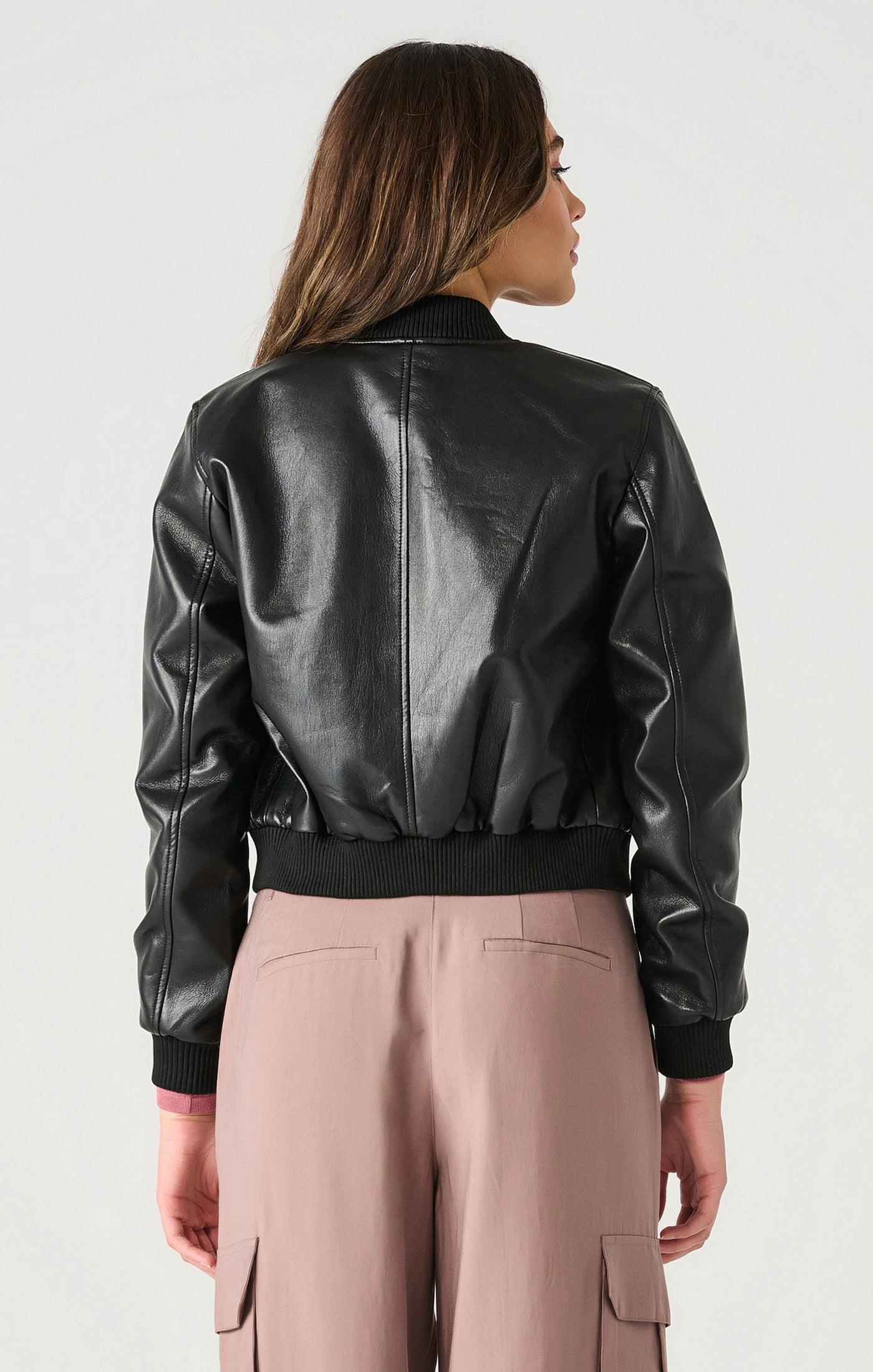 Faux Leather Bomber Jacket Product Image