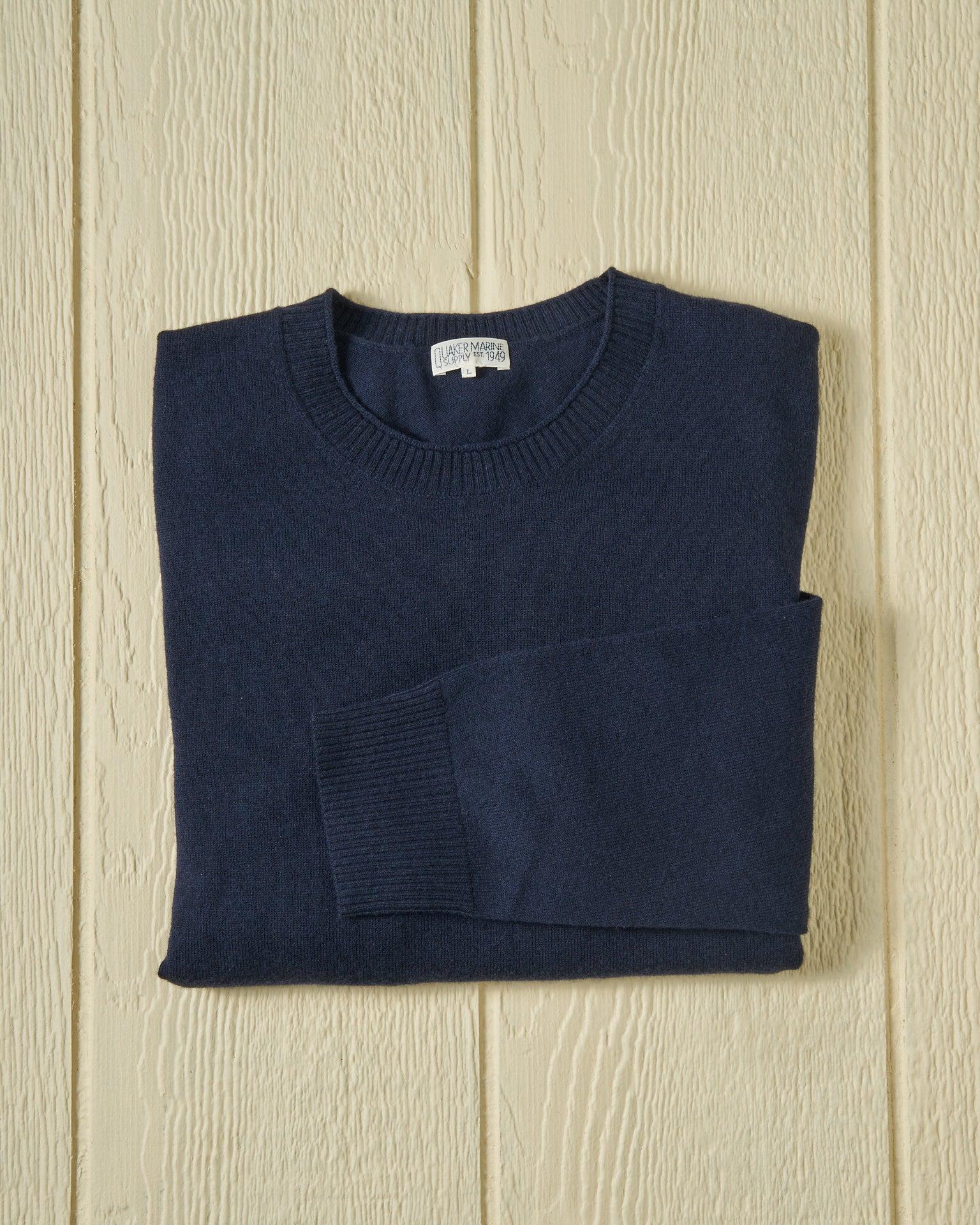 Merino Roll Neck Sweater in Navy Product Image