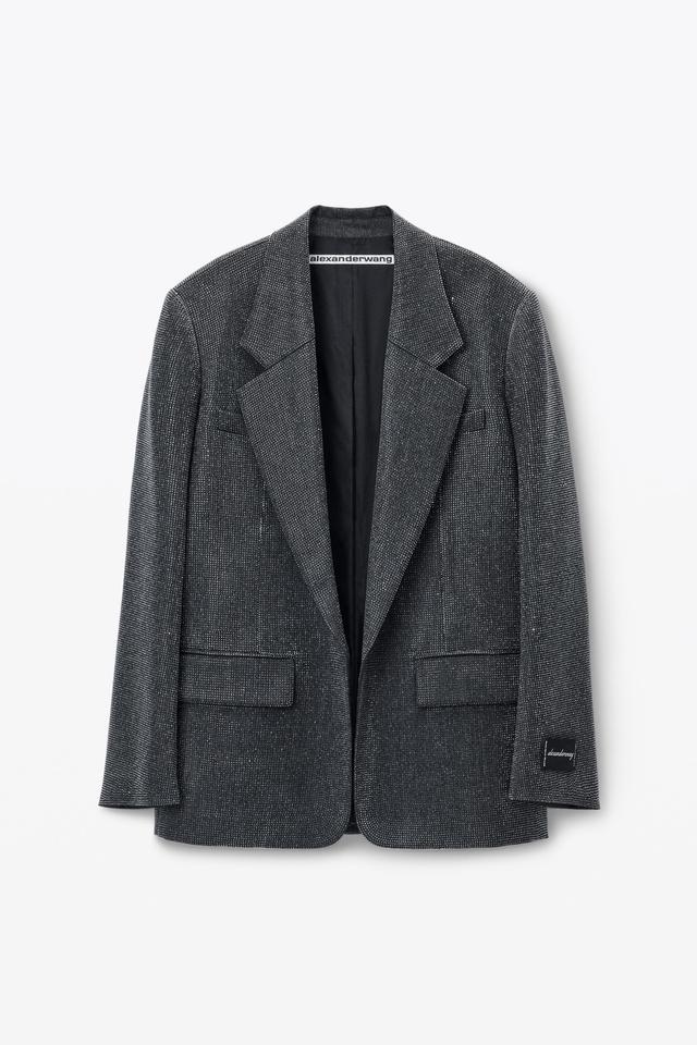 Boxy Oversize Blazer In Wool Will With Clear Bead Hotfix Product Image