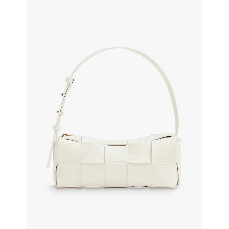 Womens White Cassette Intrecciato Leather Shoulder Bag Product Image