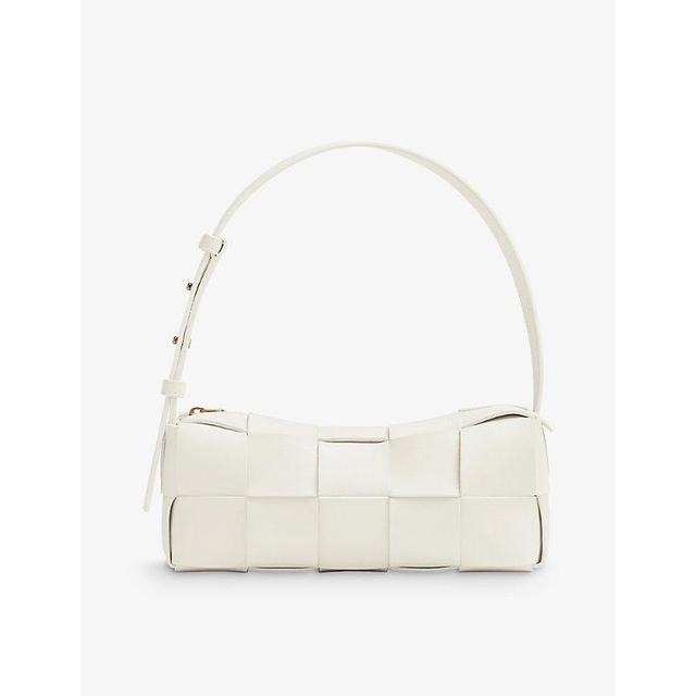 Womens White Cassette Intrecciato Leather Shoulder Bag Product Image