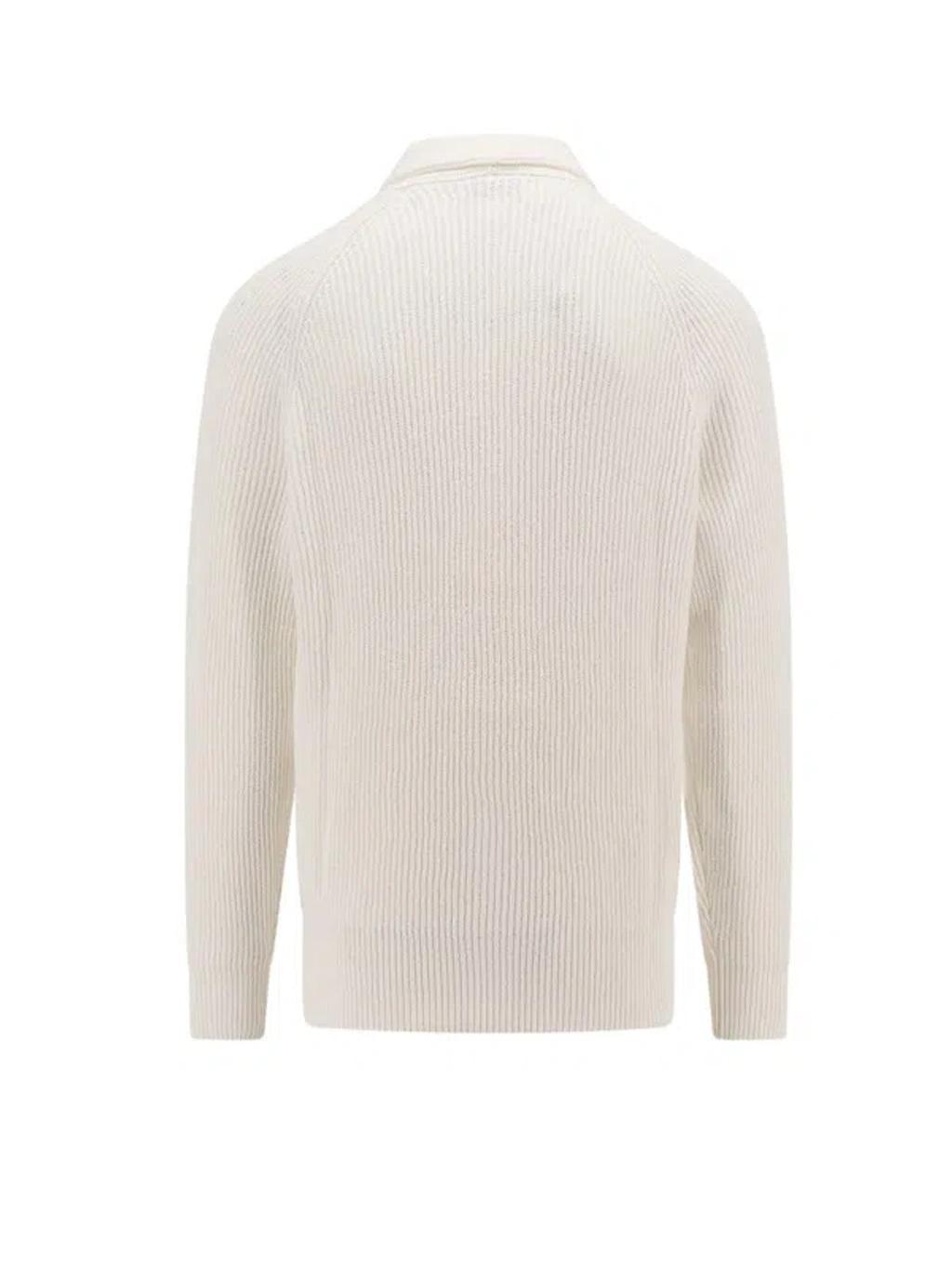 Buttoned Knitted Cardigan In White Product Image