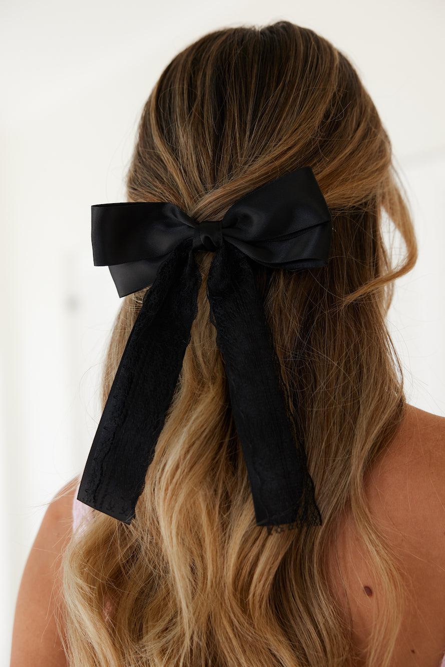 Dainty Bow Hair Clip Black Product Image