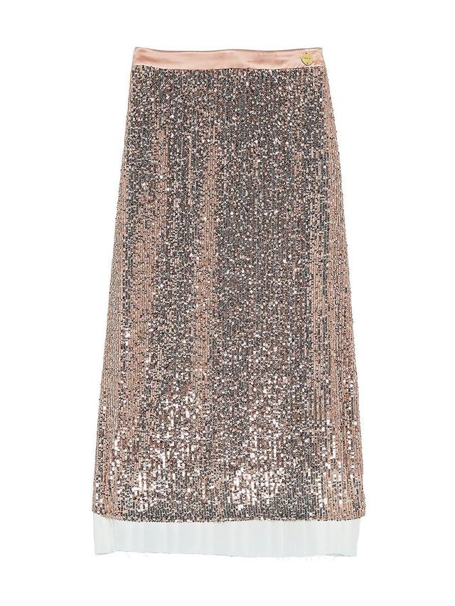 Womens Notte Sequin Straight Skirt With Pleated Hem Product Image