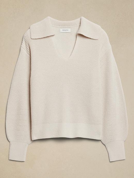 Ribbed Johnny Collar Sweater Product Image