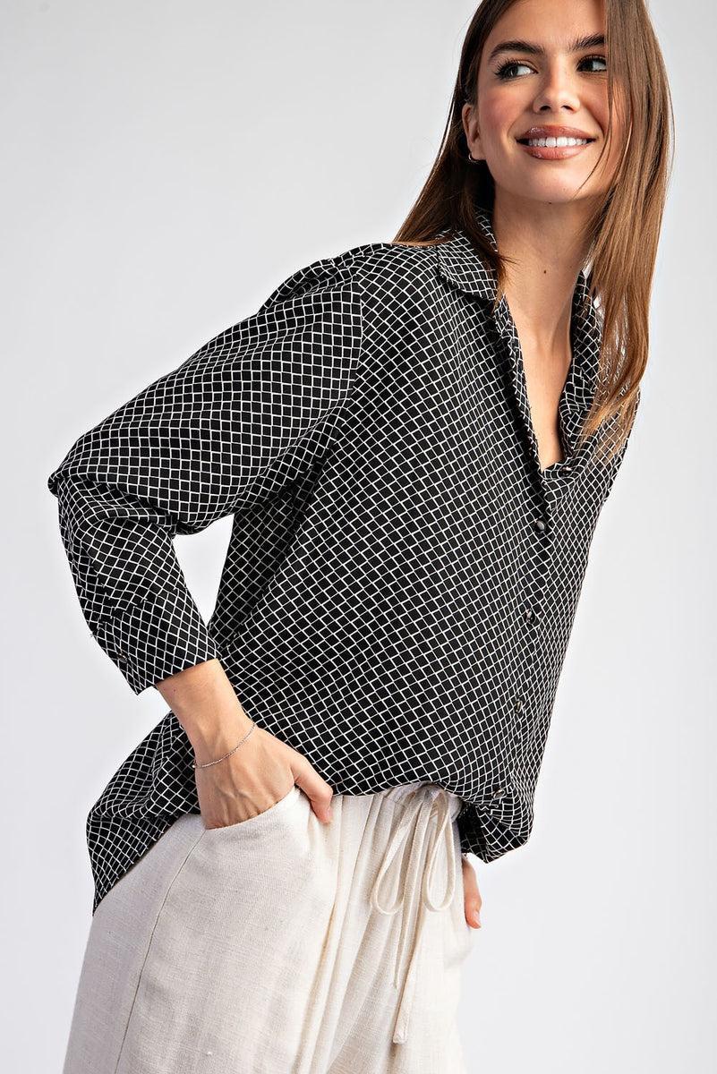 Geometric Printed Button Down Top Product Image