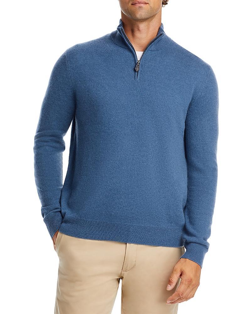 The Mens Store at Bloomingdales Slate Green Cashmere Half-Zip Sweater - Exclusive Product Image