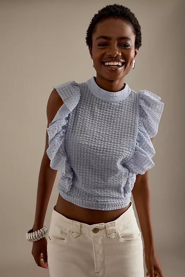 Maeve Cropped Ruffle Mesh Top Product Image