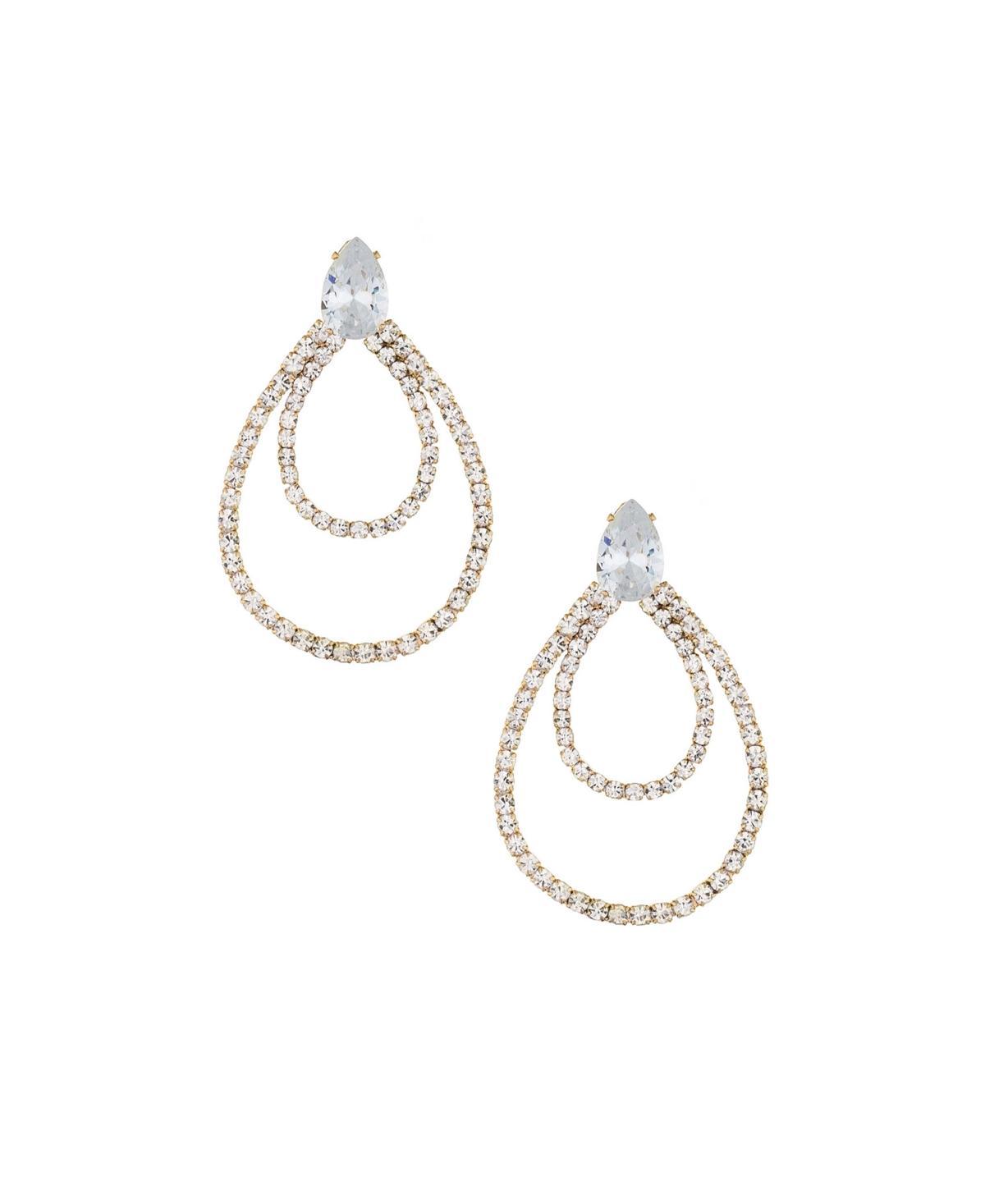 Ettika Layered Crystal Frontal Hoop Earrings Product Image