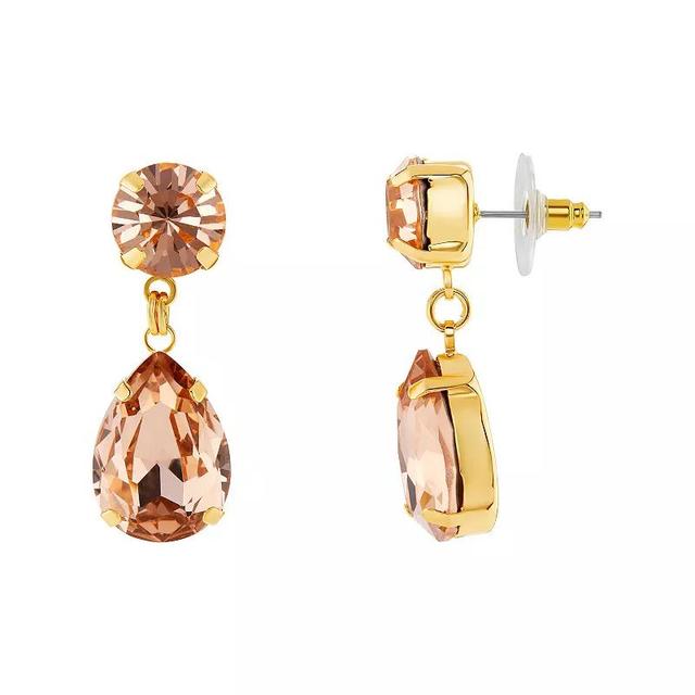 Emberly Gold Tone Crystal Round & Teardrop Drop Earrings, Womens, Yellow Gold Tone Clear Product Image