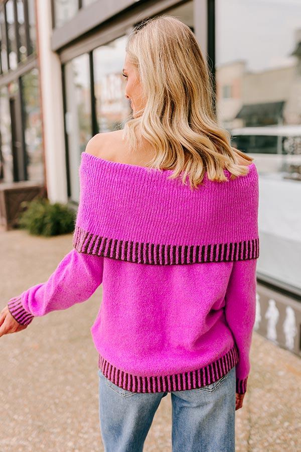 Chic Moment Off Shoulder Knit Sweater in Violet Product Image