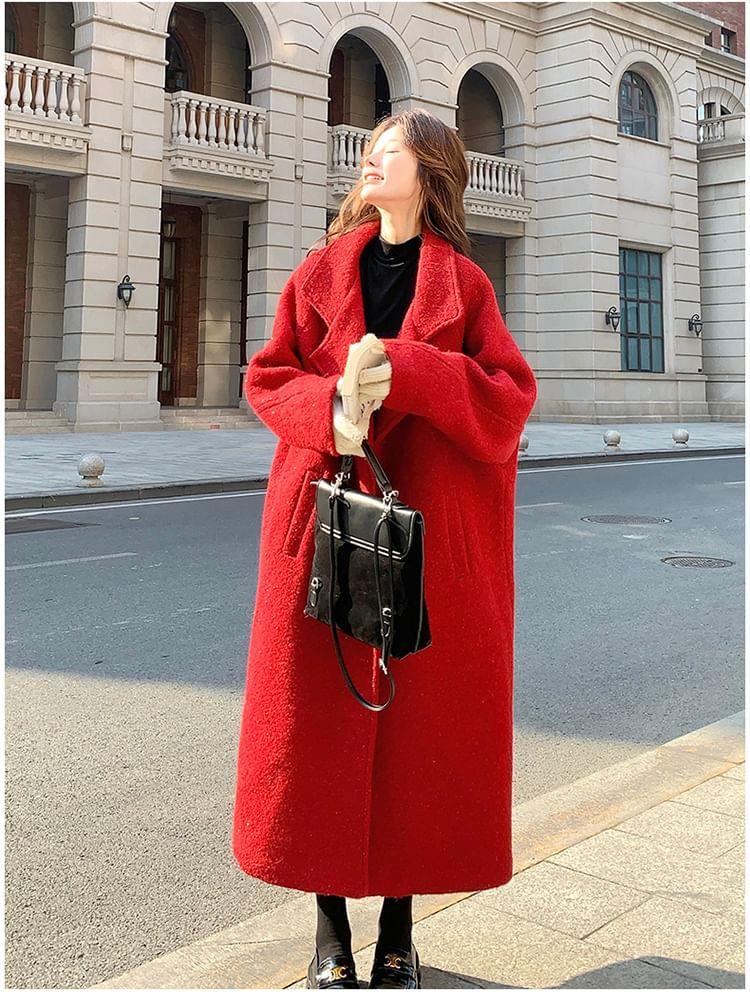 One Buttoned Plain Long Coat Product Image