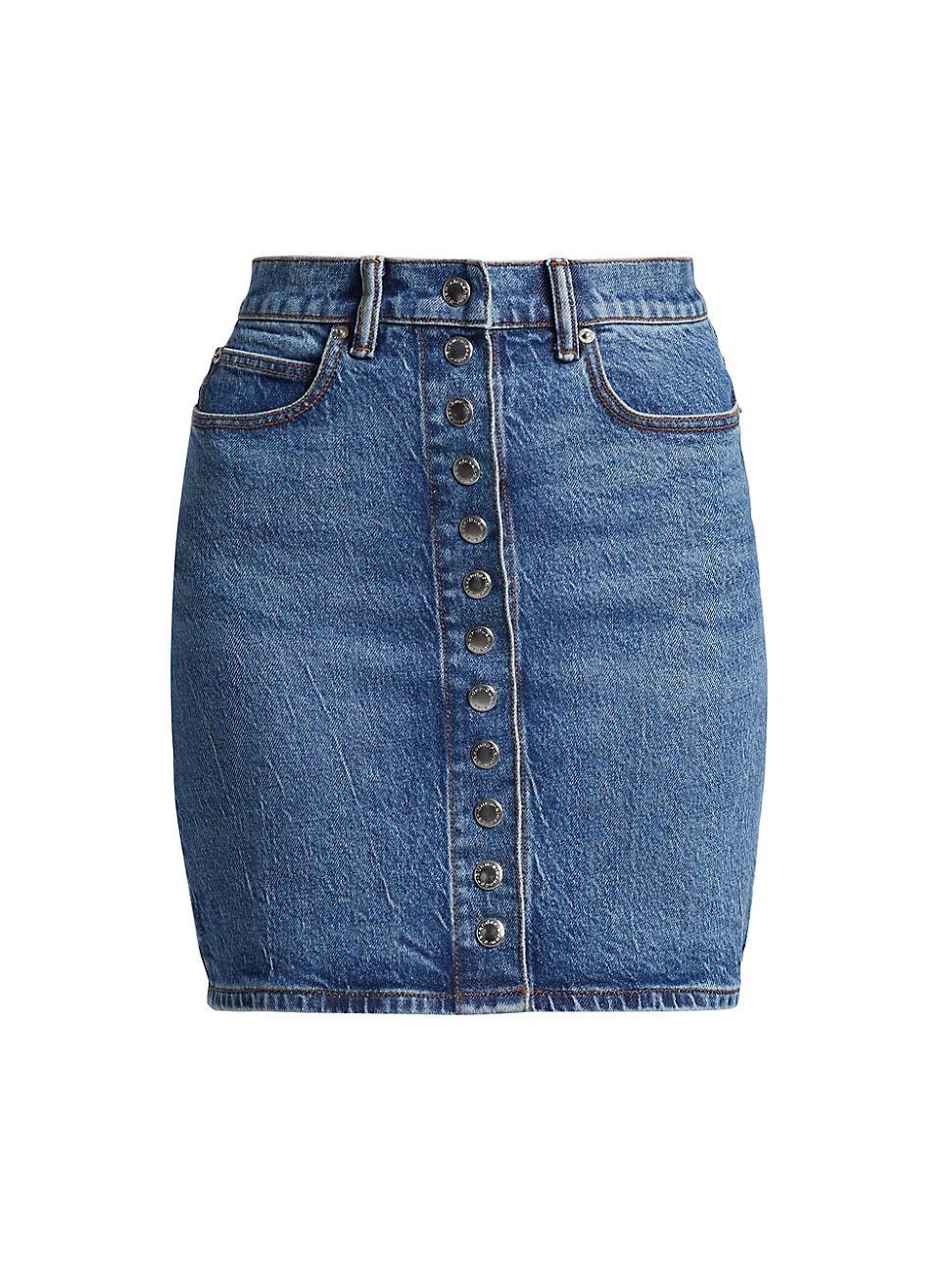 Womens Stretch Denim High-Waisted Miniskirt Product Image