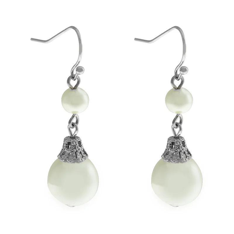 2028 Double Imitation Pearl Drop Wire Earrings Product Image