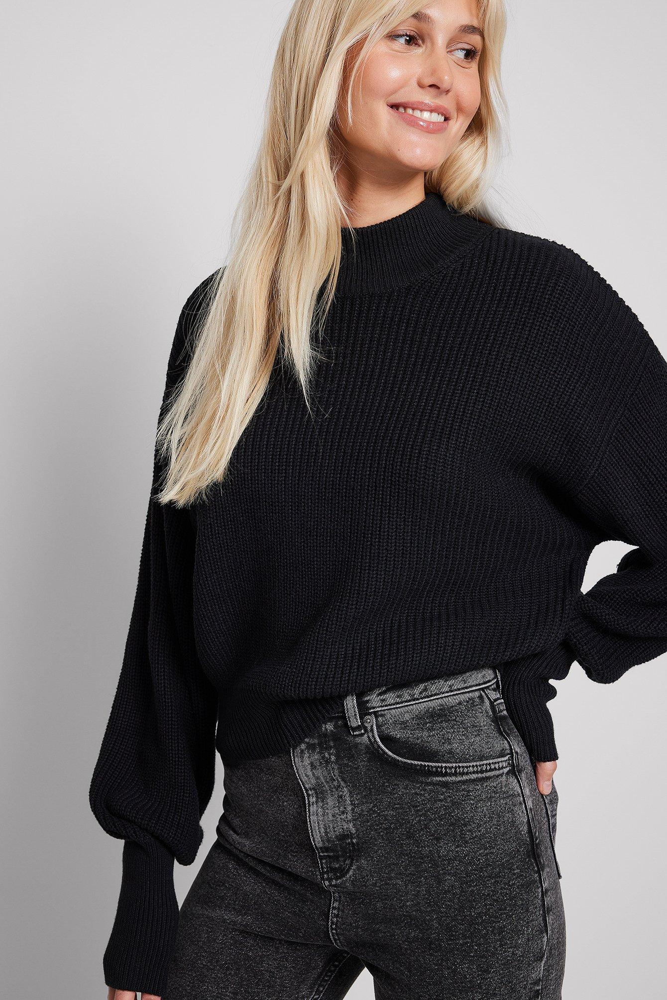 Volume Sleeve High Neck Knitted Sweater Product Image