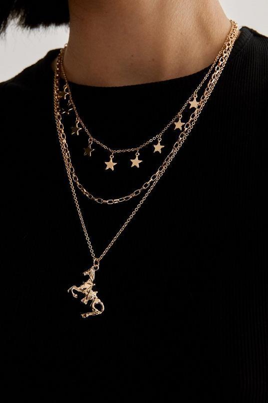 Star and Horse Layered Necklace Product Image