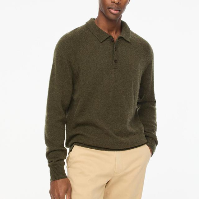 Supersoft lambswool-blend long-sleeve polo shirt Product Image