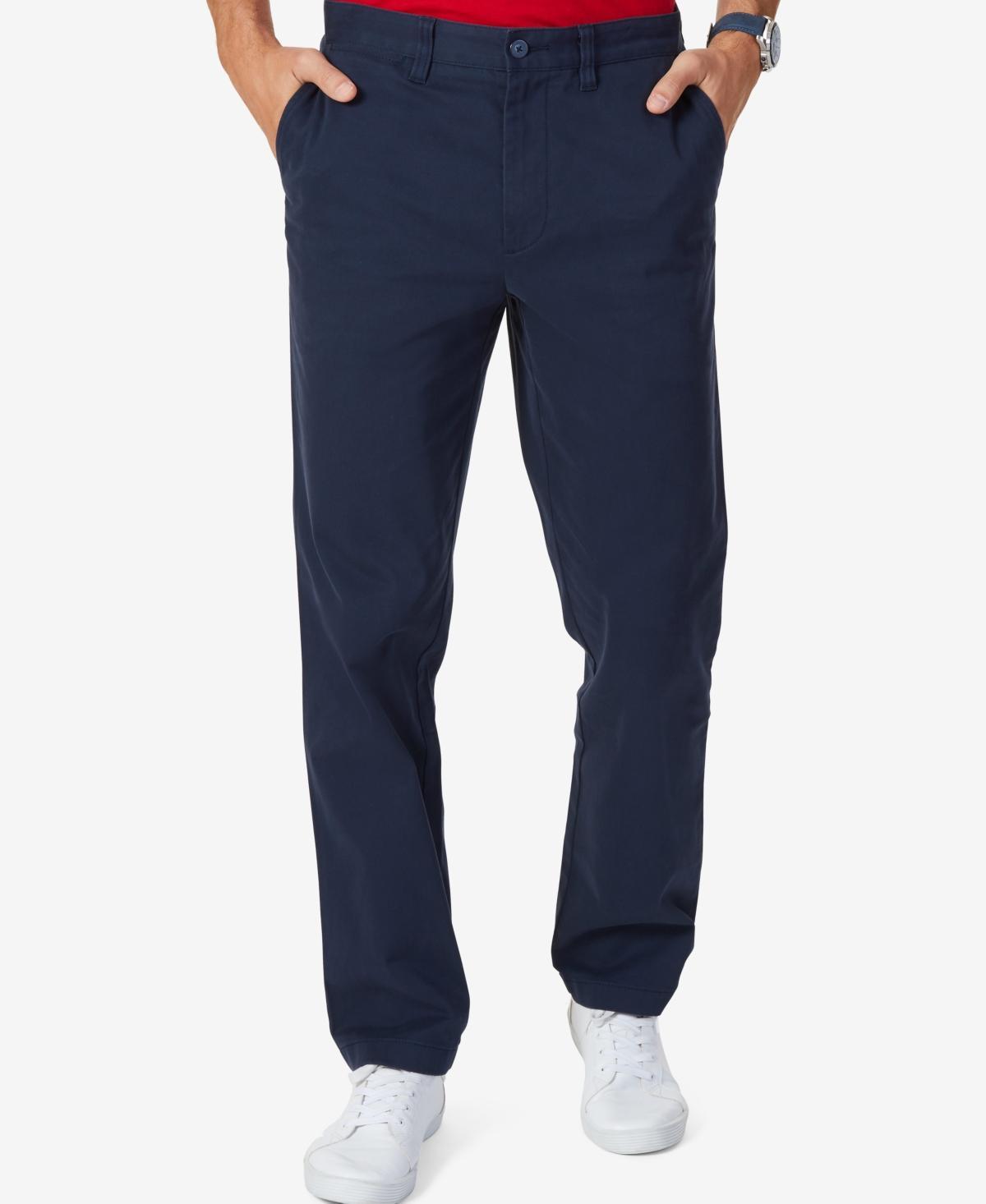 Nautica Mens Classic-Fit Stretch Solid Flat-Front Chino Deck Pants Product Image