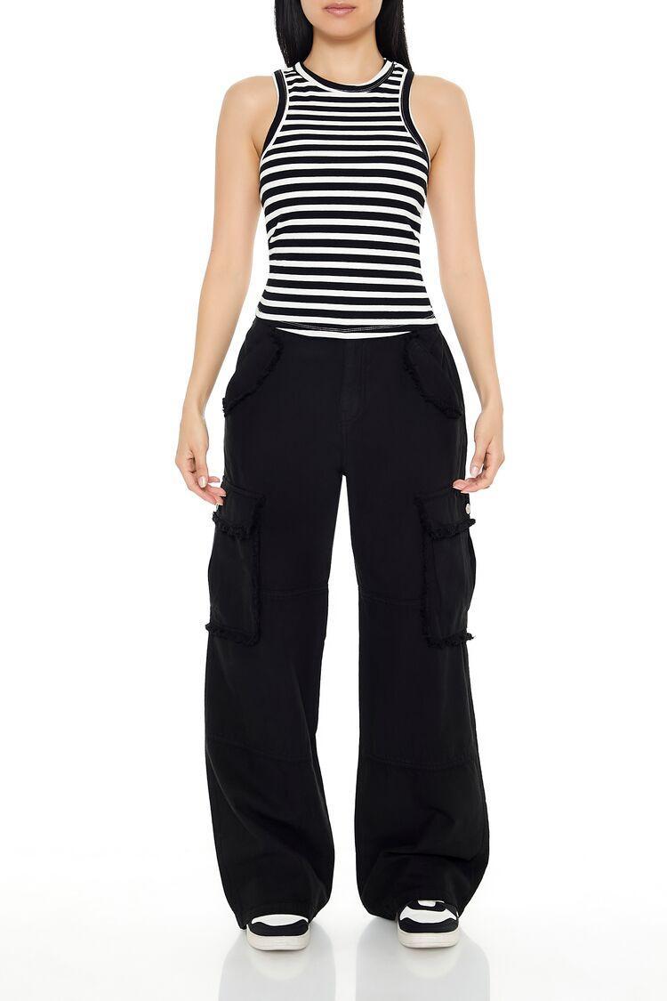 Linen-Blend Wide-Leg Cargo Pants | Forever 21 Product Image