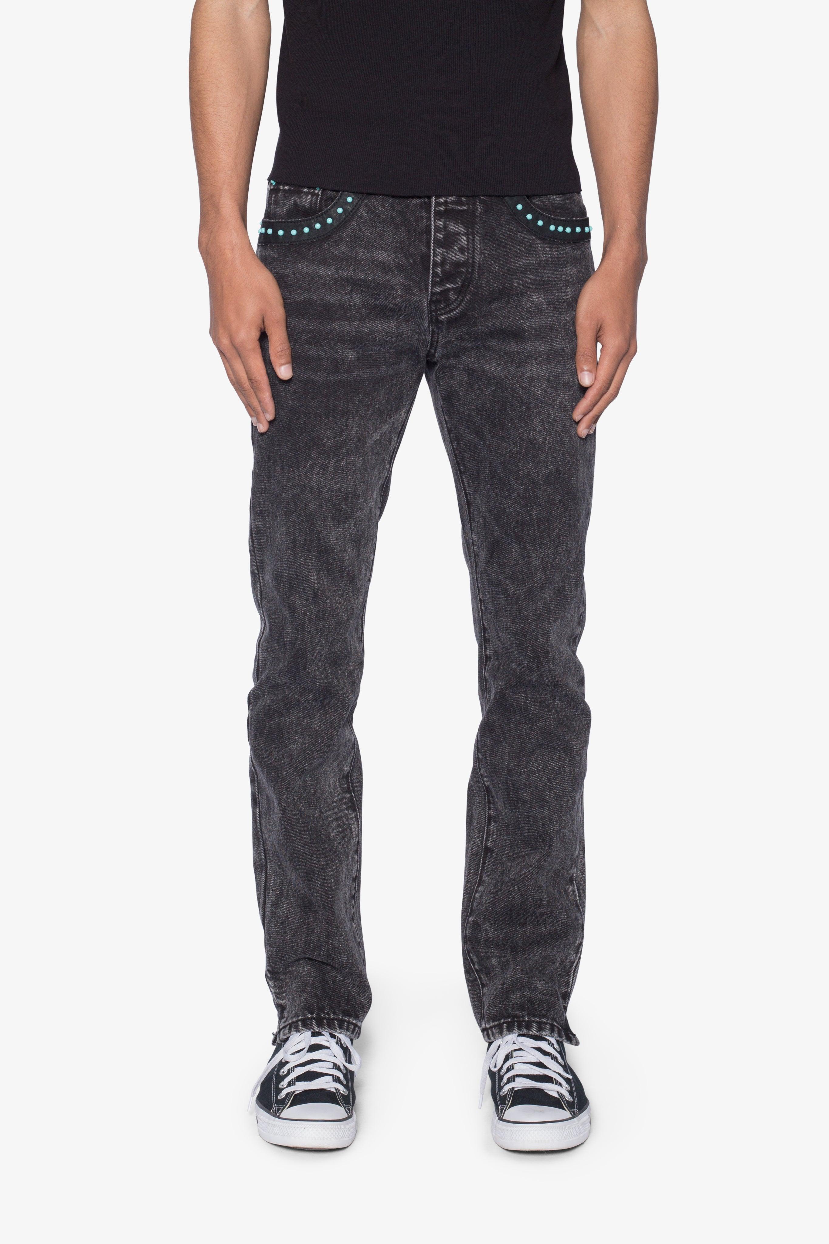 D701 Studded Turquoise Denim - Black product image