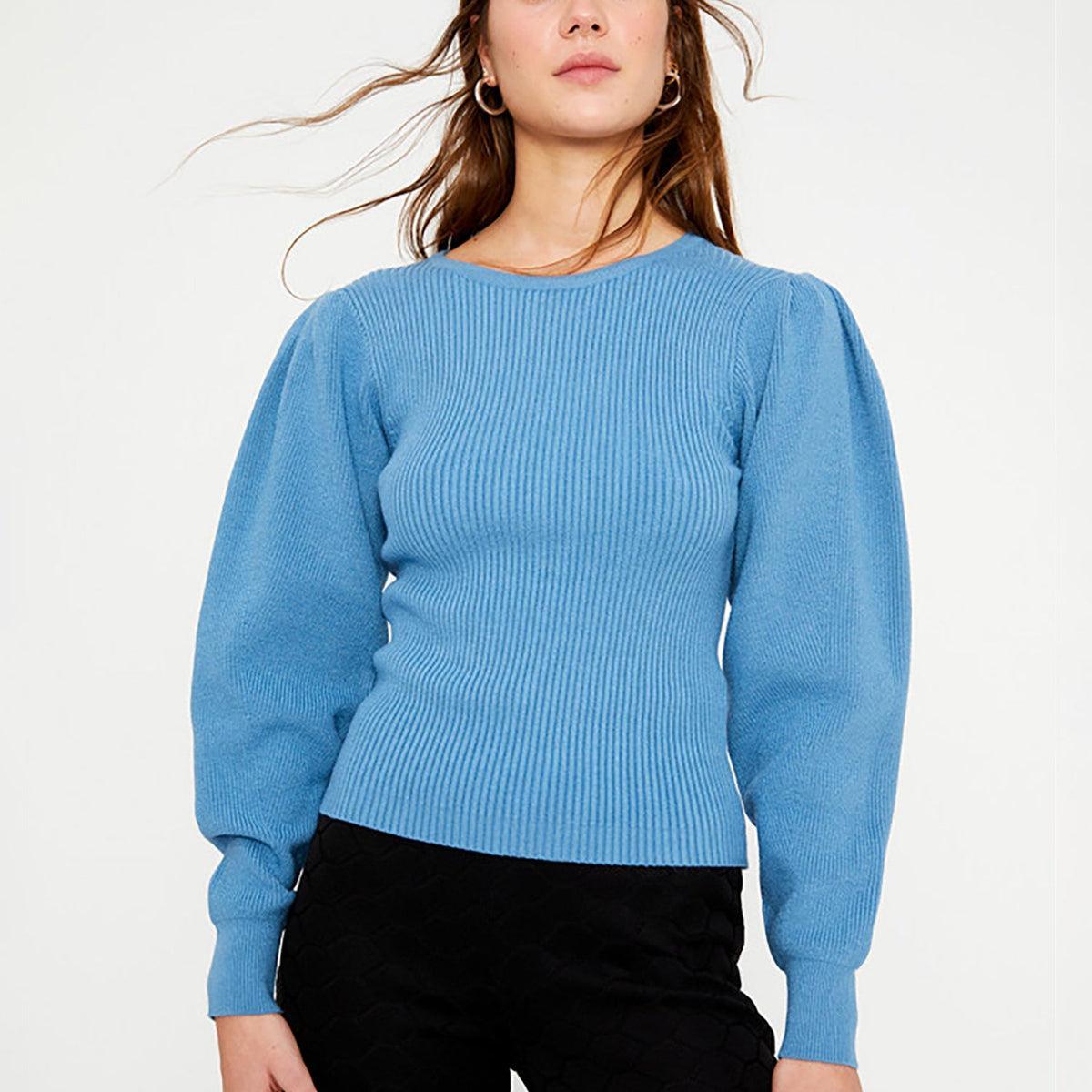 Wild Pony Ribbed Puff Sleeve Top Product Image